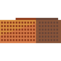 Two Rectangular Buildings With Brown Square Windows In A Simple Flat Design With A Transparent Background