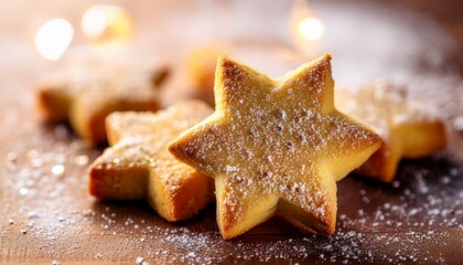 star sugar cookie with golden brown baked surface delicious sweet snack and dessert treat