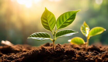 seedling coffee plant seedlings thrive in nature showcasing vibrant green tones under soft natural light gardening catalogs home decor guides designed for gardening and botanical catalogs