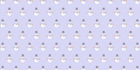 Christmas Snowman Seamless Pattern on Light Purple Background