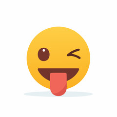 Winking yellow emoji with tongue out expressing fun and playful emotions