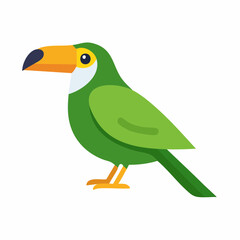 Obraz premium Green Toucan Bird Illustration. Flat Design Tropical Animal Concept.