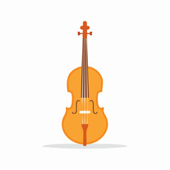 Obraz premium Wooden cello classical string musical instrument vector flat icon design