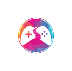 Obraz premium Road Game logo design template. Road way player Gamers icon logo 