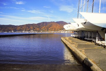 Landscape in Suwa lakeside in autumn