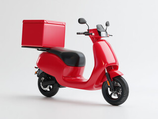 Red Delivery Scooter on White Background