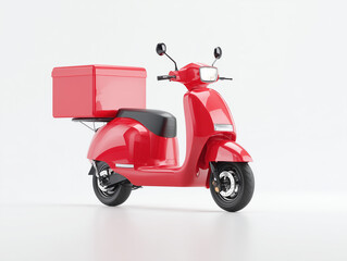 Red Delivery Scooter on White Background