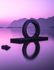 Purple Haze Water Sports Abstract Sculpture Concept Peaceful Monochrome, Captured Golden Hour Wide Angle Lens, Offering Unique