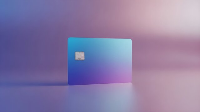 Modern Credit Card with Gradient Colors on Abstract Background.