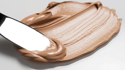 Luxurious Bronze Foundation Swirl A CloseUp of Creamy Cosmetic Texture with Subtle Shimmer and Smooth Application for Beauty and Makeup Product Demonstrations.