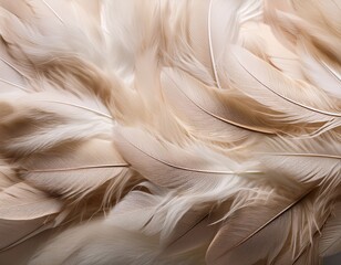 close up view of overlapping white and beige feathers creating a soft delicate texture