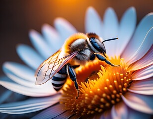 close up of a bee on a flower macro lens nature s hard work