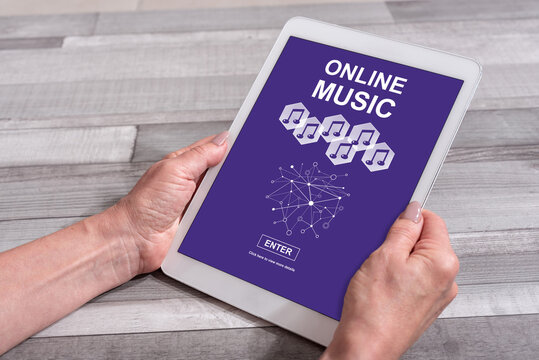 Online music concept on a tablet