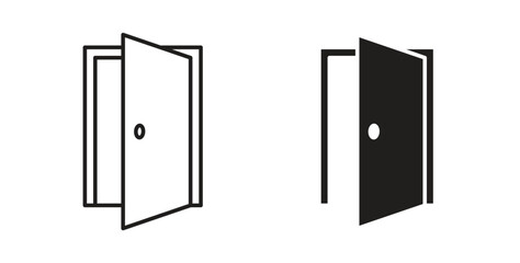 Open door icon concept set. Simple icon collection