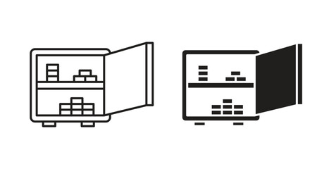 Open safe icon concept set. Simple icon collection