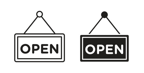 Open sign icon concept set. Simple icon collection