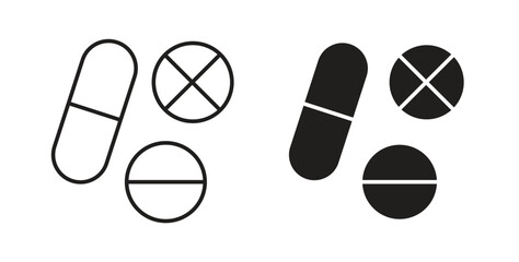 Painkiller pills icon concept set. Simple icon collection