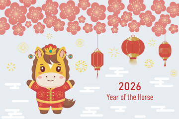 2026 Chinese New Year of the horse greeting card vector illustration