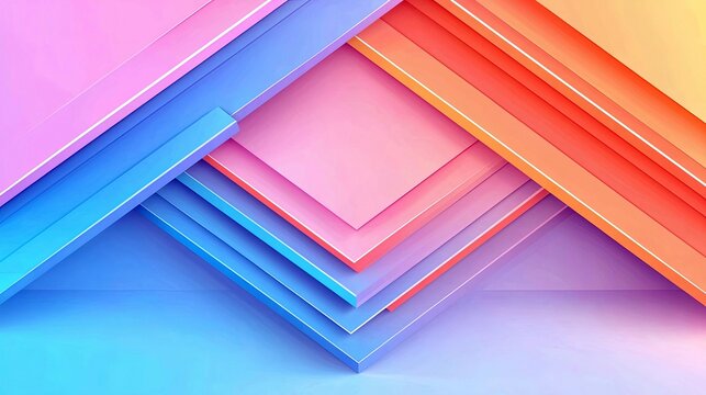 A colorful abstract composition featuring geometric shapes and a gradient background. The image has a modern and minimalist aesthetic. - Powered by Adobe