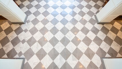 Elegant Marble Tiles in Diamond Layout &ndash; Contemporary Geometric Surface