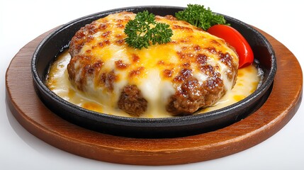 Delicious cheesy meat dish served hot. Isolated trasparent Png