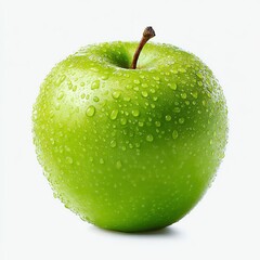 Fresh green apple with water droplets. Isolated trasparent Png