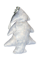 Silver fabric Christmas tree isolated