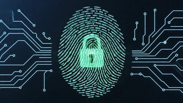 Digital fingerprint scan authentication security technology concept
