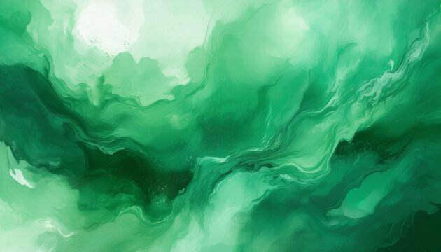 abstract emerald green watercolor background with fluid artistic texture effect