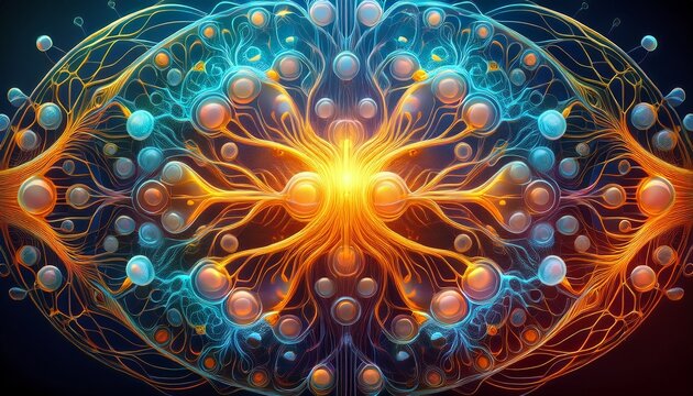 glowing abstract background of microscopic cell in biology this science image shows vibrant organism and molecule with sense of wonder at life complexity