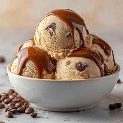 Delicious coffee ice cream with chocolate chips.