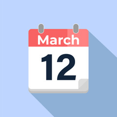 March 12 Vector Calendar
Modern flat color vector calendar with date