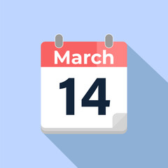 March 14 Vector Calendar
Modern flat color vector calendar with date