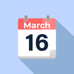 March 16 Vector Calendar
Modern flat color vector calendar with date