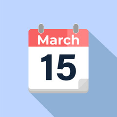 Fototapeta premium March 15 Vector Calendar Modern flat color vector calendar with date