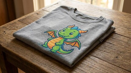 Kids Cotton T-Shirt With Cute Dragon Graphic – Cinematic Apparel Scene