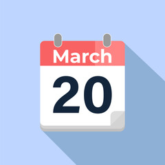 March 20 Vector Calendar
Modern flat color vector calendar with date