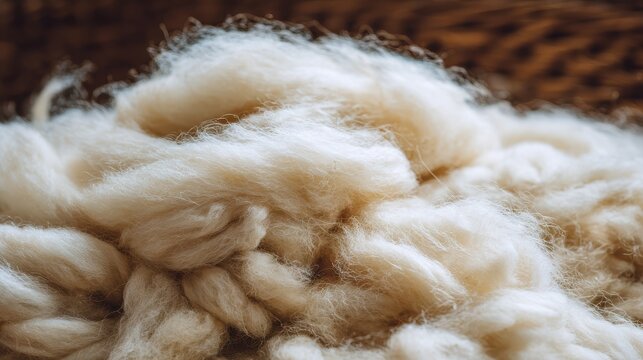 Soft white wool fibers in a warm and airy texture.