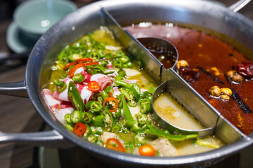 Taiwanese hot pot with spicy soup