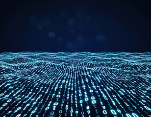 Big Data Lake Analytics with Flowing Binary Code Waves and Digital Information Stream