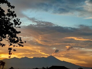sunrise in the mountains. view of color gradation in the sky and mountains