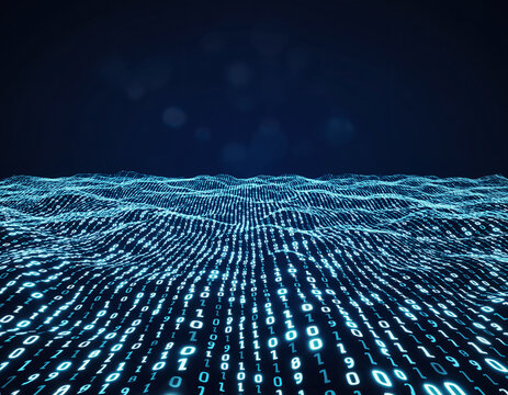 Big Data Lake Analytics with Flowing Binary Code Waves and Digital Information Stream 