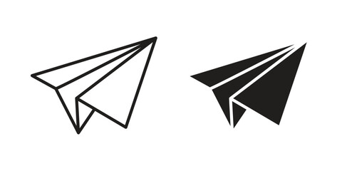 Paper plane icon flat and thin stroke vector pack. Editable icons set © Rajes