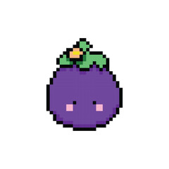 Cute eggplant character illustration pixel art design