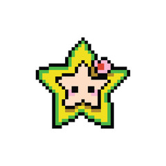 Cute illustration pixel art character starfruit cartoon