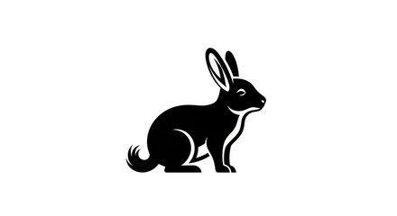 Black rabbit silhouette icon isolated on a white background.