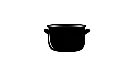 Black Pot Illustration - Simple Kitchenware for Cooking and Food Preparation.