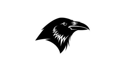 Black Raven Head Logo Design Illustration.