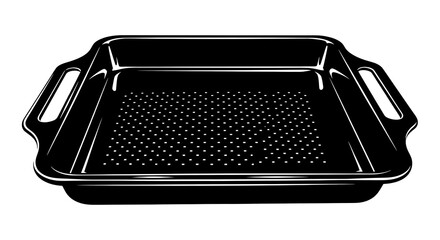 Black Rectangular Baking Pan with Handles and Textured Interior.