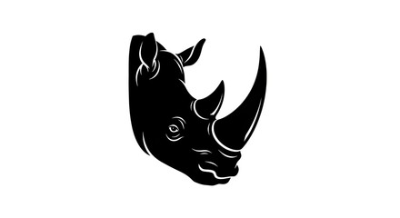 Black rhinoceros head silhouette vector icon illustration.